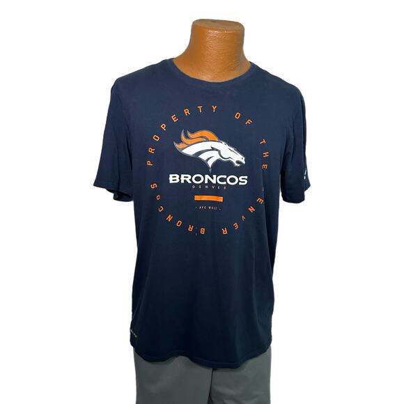 Nike Men’s Denver Broncos Blue Dri-fit T-shirt, Large, Pre-owned - Picture 1 of 8